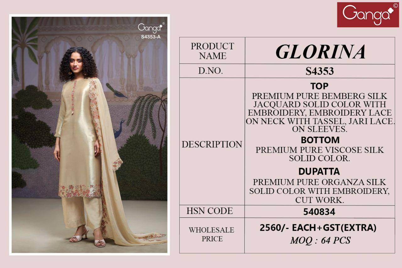 Ganga Glorina 4353 Wholesale dress materials price list